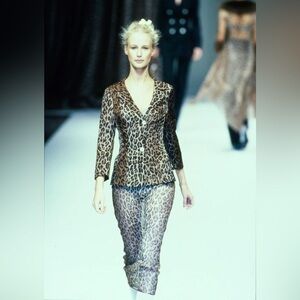 SS 1997 DOLCE AND GABBANA SKIRT SUIT IN LEOPARD SIZE 38 SET SMALL